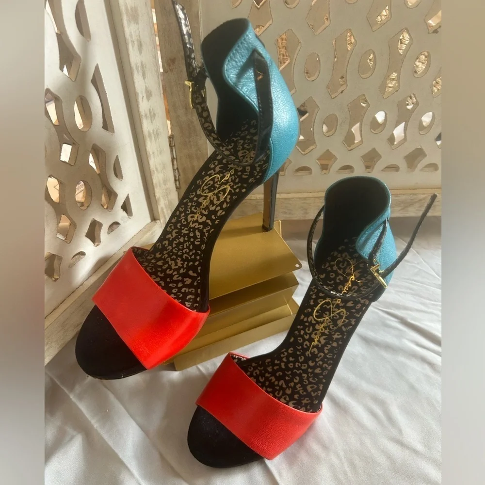 Jessica Simpson Red and Blue Heels